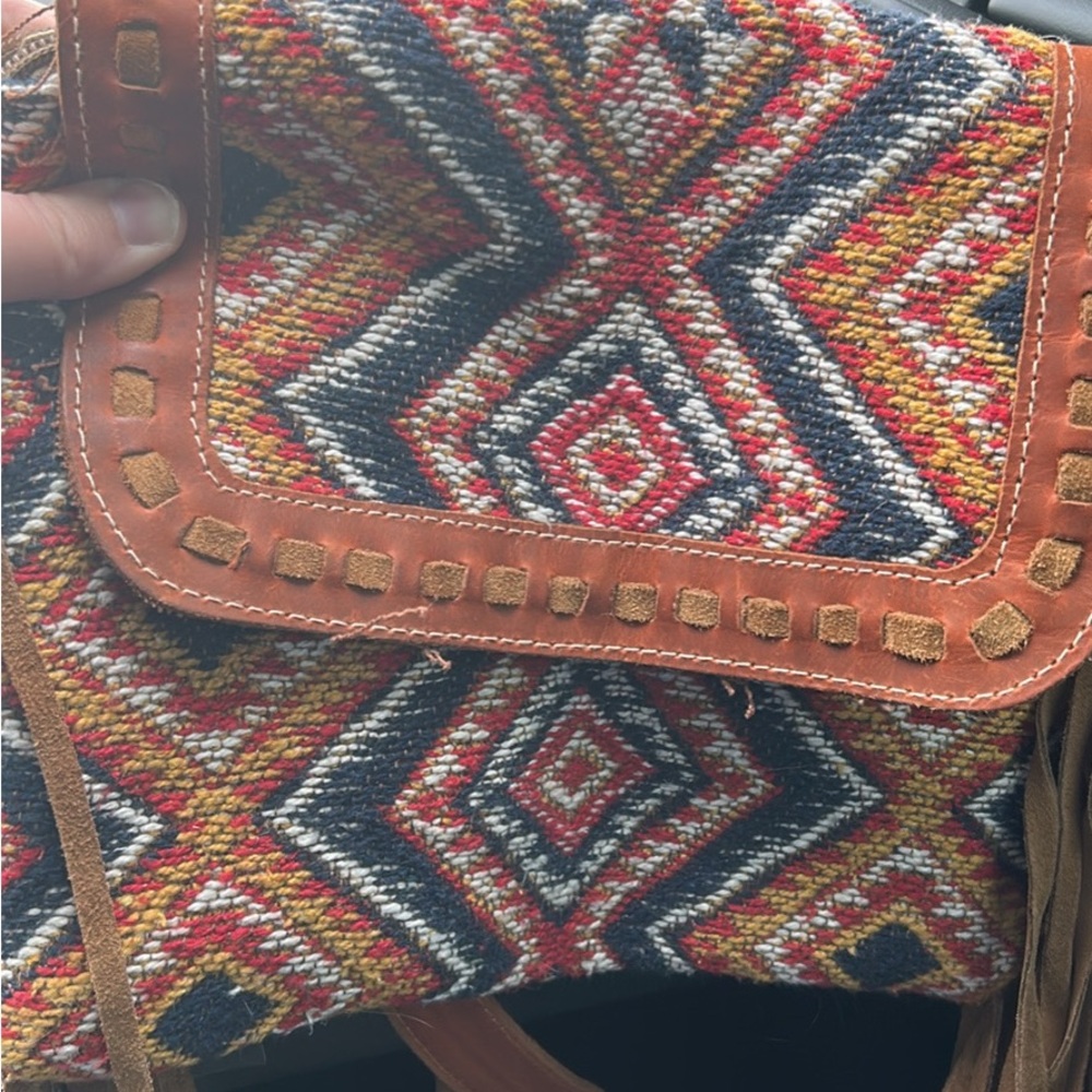MYRA Bag Multicolor Geometric Patterned Women's Bag - Genuine Leather